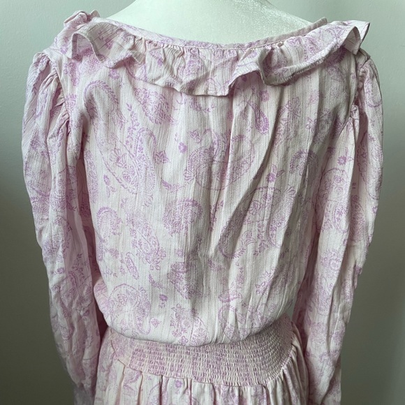 NWT House Of Harlow 1960 Ajay Ruffle Boho Purple Gold Mini Dress Size S - Picture 13 of 15